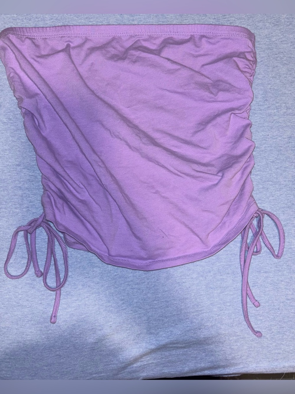 Ruched Side-Tie Strapless Tube Top in Lavender